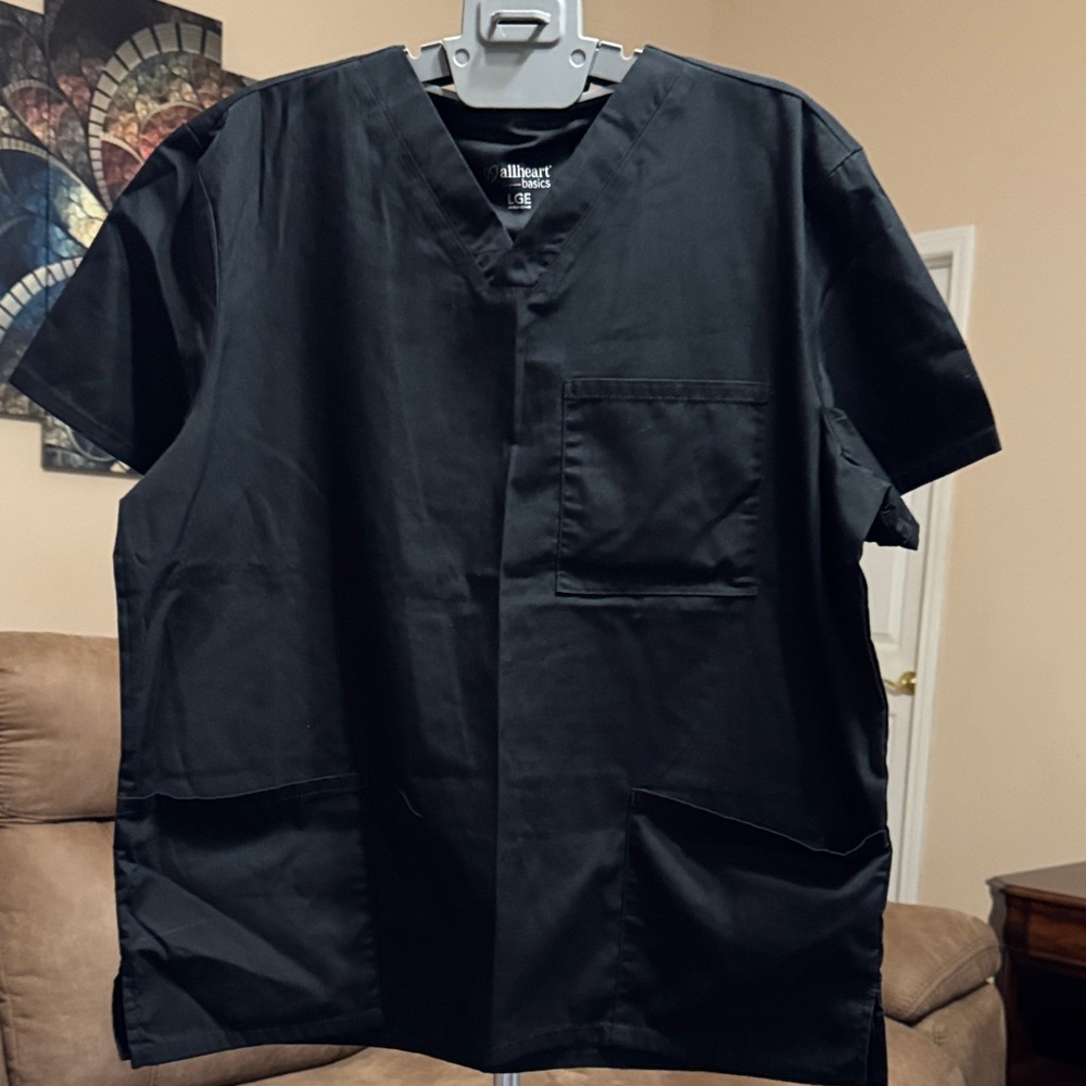 Allheart Basics Black Scrub Top - Picture 2 of 3